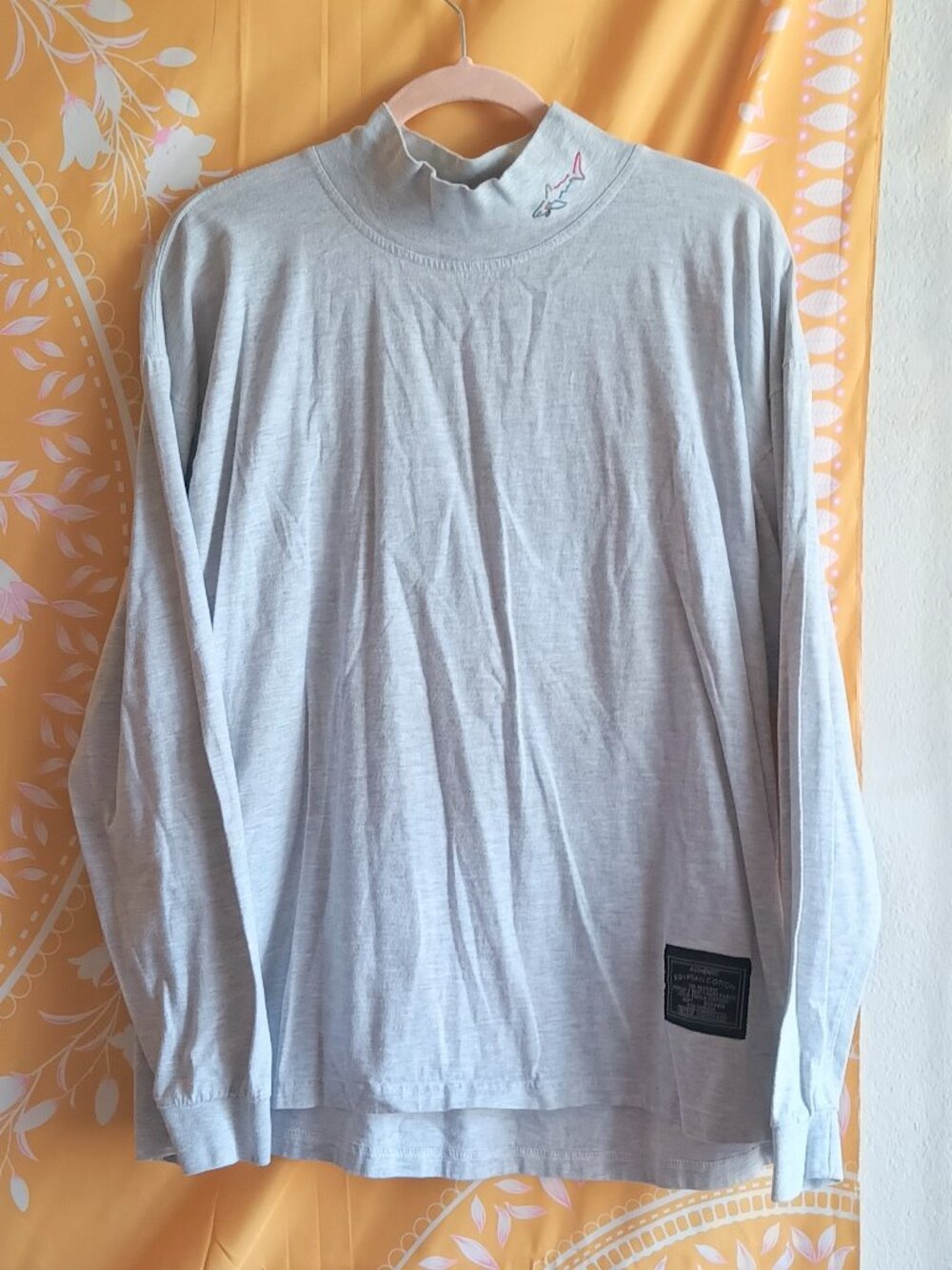 Vintage 80s Greg Norman Grey Mock Neck Longsleeve Authentic Egyptian Cotton Lg